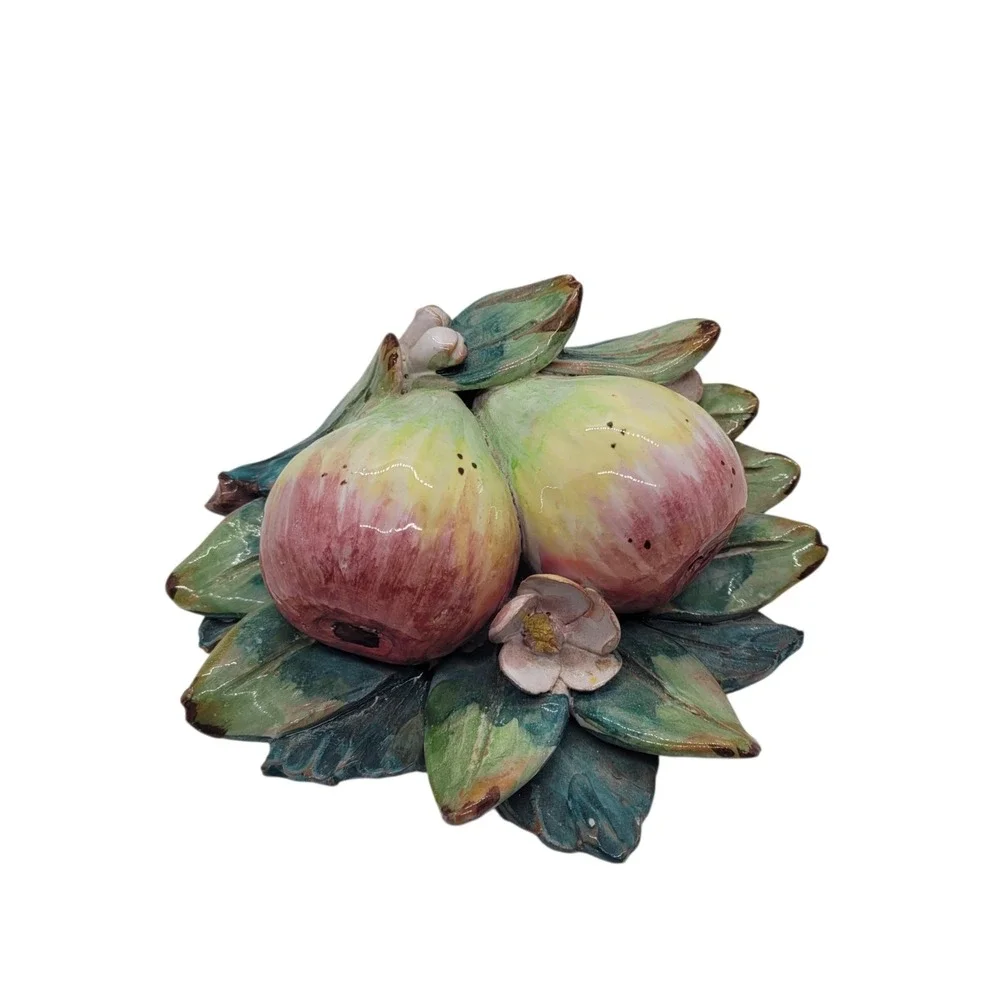 Ceramiche Perconte Sciacca Italy Ceramic Figs Fruit Wall Plaque 3D Decor